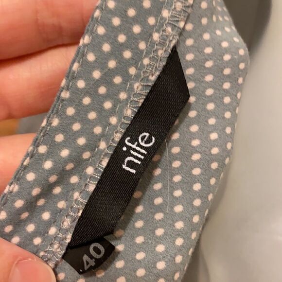 Nife Bluska Polka Dot Top Shirt Blouse Grey Blue size 40 large - Picture 6 of 6
